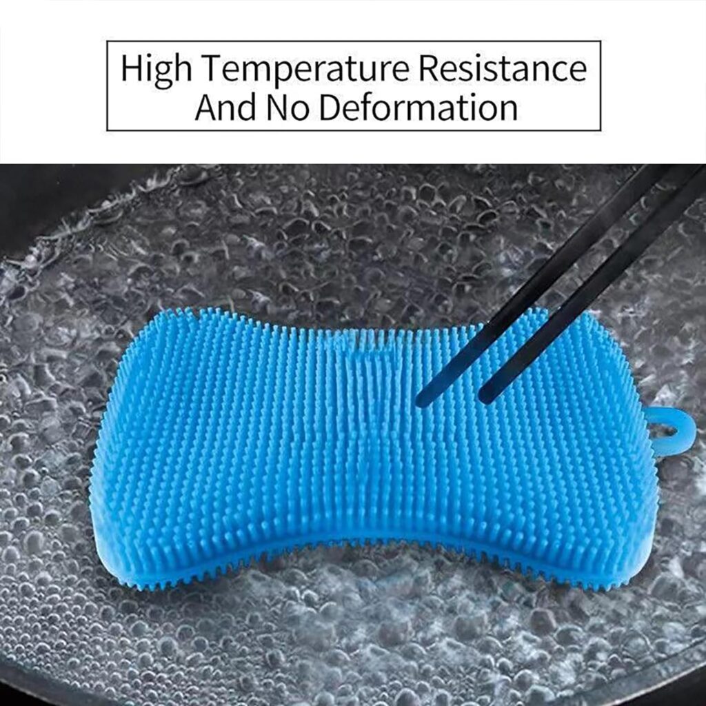 Silicone Dish Scrubber, Silicone sponges for Dishes, Silicone Dish Sponge, Silicone Kitchen Sponge, Kitchen Sponge Double Sided Cleaning Sponges Gadgets Tools Brush Accessories (3 Pack)