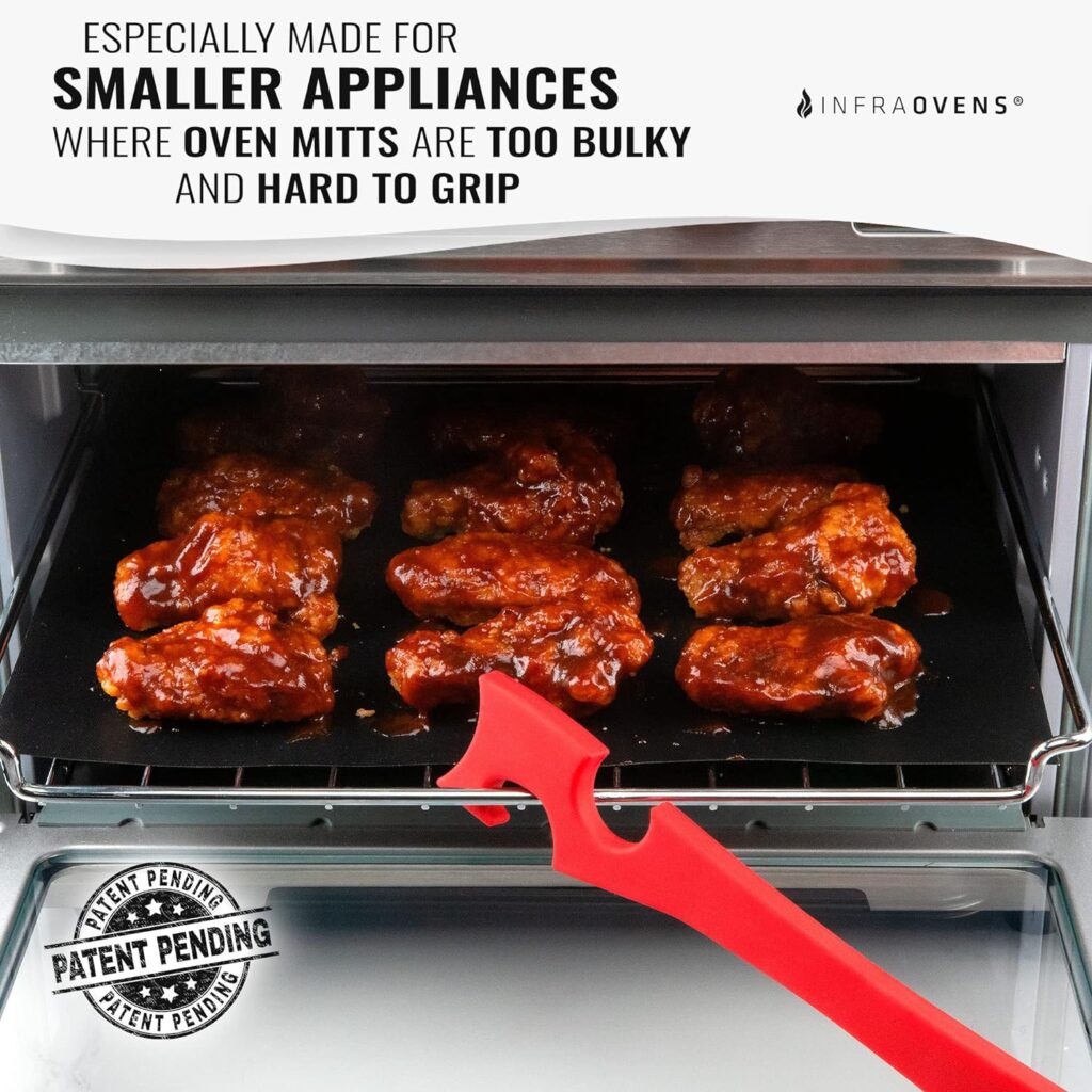 Silicone Oven Rack Push Pull Tool with Longer Handle, Shelf Puller for Air Fryer Toaster Ovens and Kitchen Oven, Stick with Hook Tool for Small Kitchen Appliances, Cool Kitchen Gadgets and Accessories