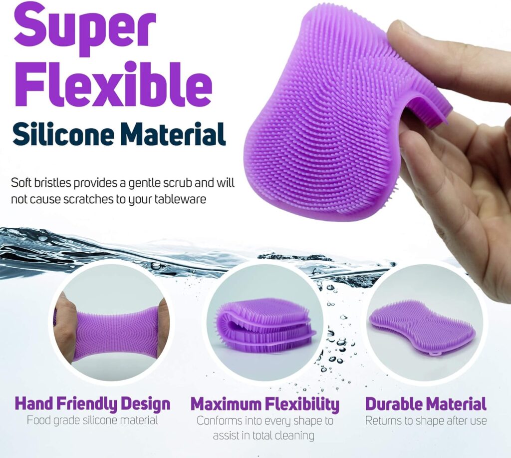Silicone Sponge Dish Sponges, Sponges for Cleaning Dishes, Kitchen Gadgets, 3 Scrub Sponges for Dishes Kitchen Sponges Scrubber Brush Household Supplies Accessories