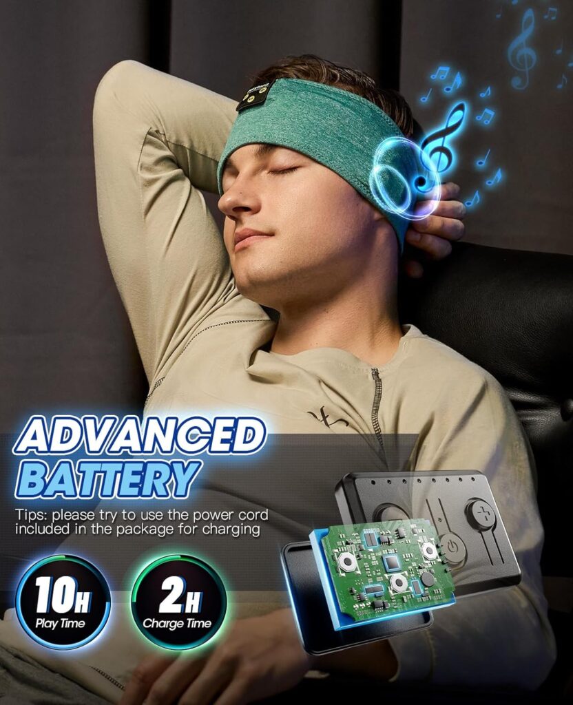 Sleep Headphones Bluetooth Headband, Headband Headphones for Sleeping, Running, Yoga, Fitness, Travel, Meditation, Headphones Suitable for Side Sleepers, Gift for Men Women, Tech Gadgets 2024