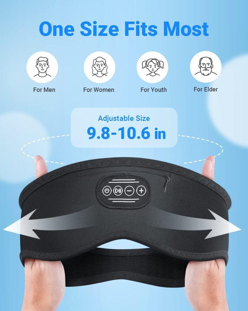 Sleep Headphones Bluetooth Headband Wireless - Upgraded Ergonomic ASMR Headphone Cool Gadget, Soft Sleeping Mask Music Sport Headband, Sleep Headphones Gifts for Men Women Side Sleeper (Black)