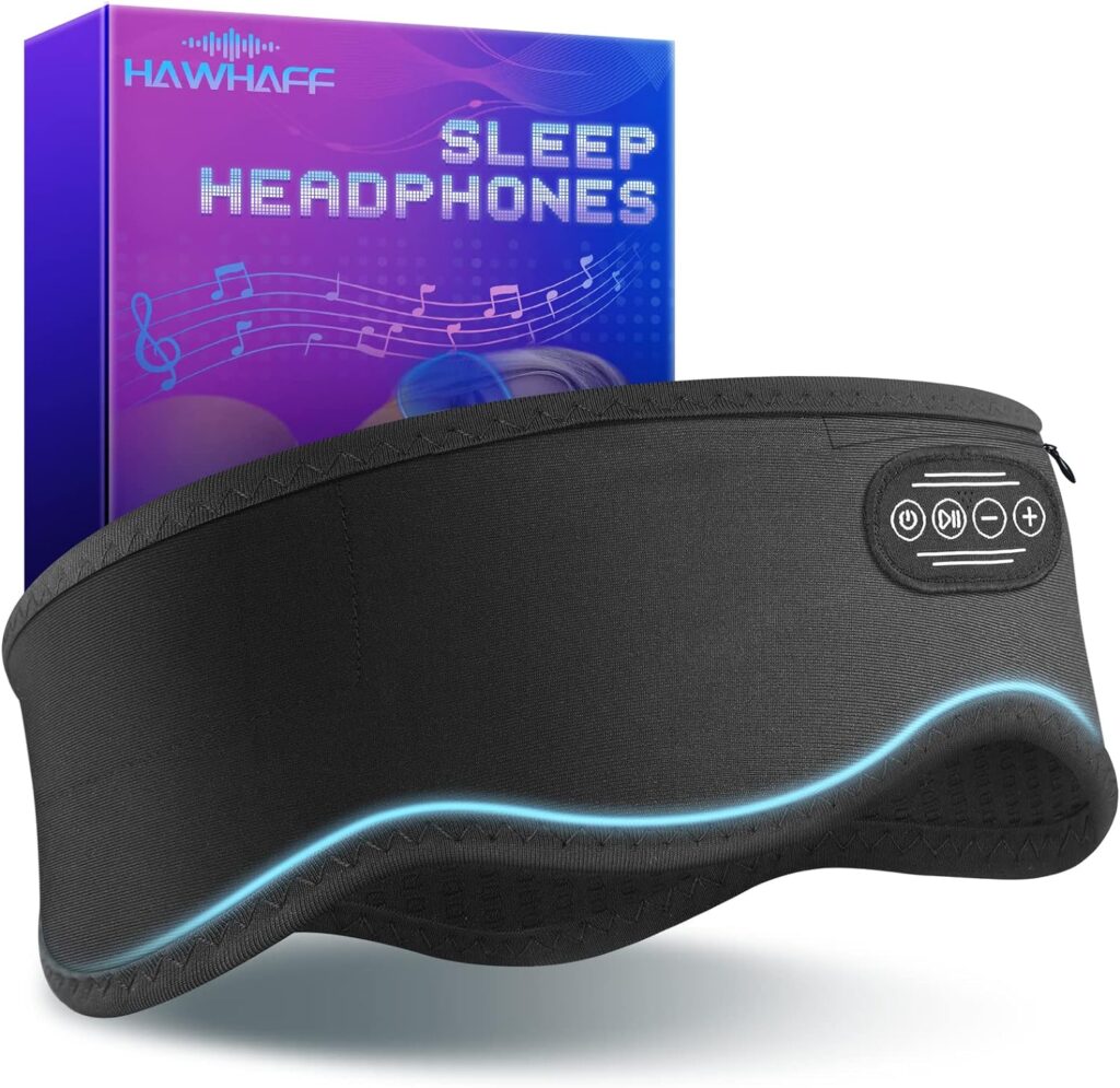 Sleep Headphones Bluetooth Headband Wireless - Upgraded Ergonomic ASMR Headphone Cool Gadget, Soft Sleeping Mask Music Sport Headband, Sleep Headphones Gifts for Men Women Side Sleeper (Black)