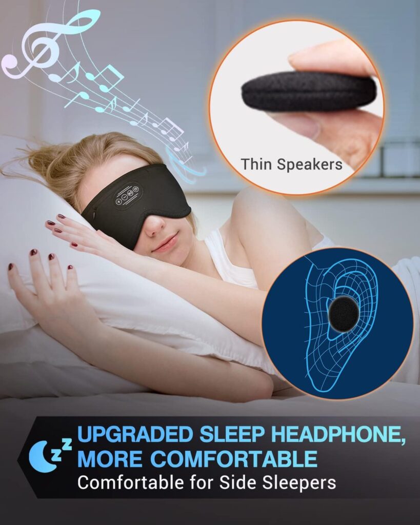 Sleep Headphones Bluetooth Headband Wireless - Upgraded Ergonomic ASMR Headphone Cool Gadget, Soft Sleeping Mask Music Sport Headband, Sleep Headphones Gifts for Men Women Side Sleeper (Black)