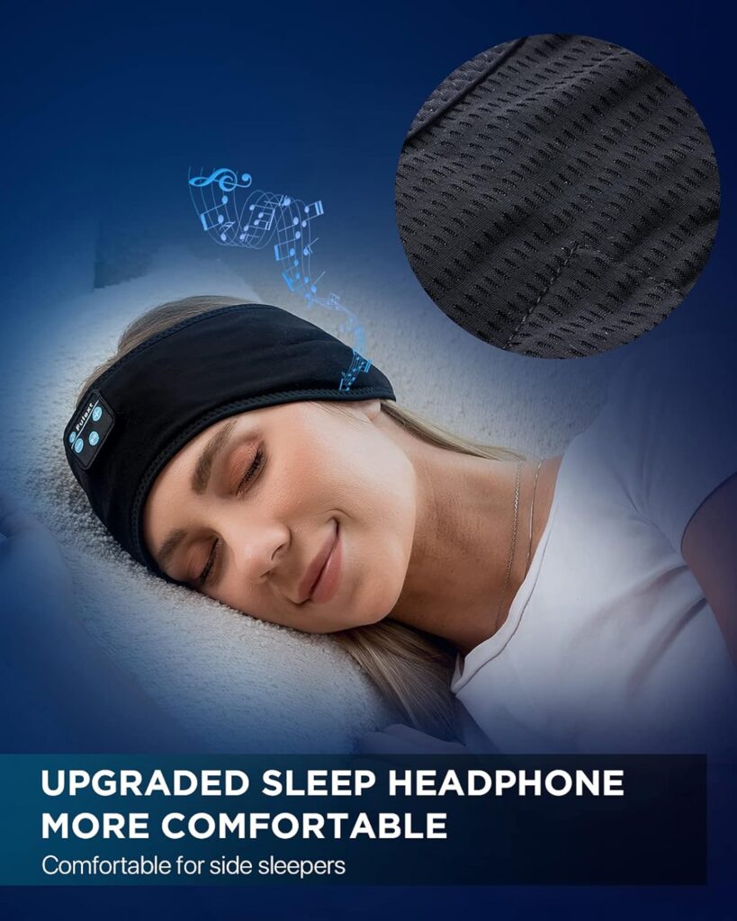 Sleeping Headphones Bluetooth Headband, Soft Sleep Headband Headphones Long Time Play Sleep Headphones Bluetooth with Built in Speakers Perfect for Sleep,Workout,Running,Yoga,Travel