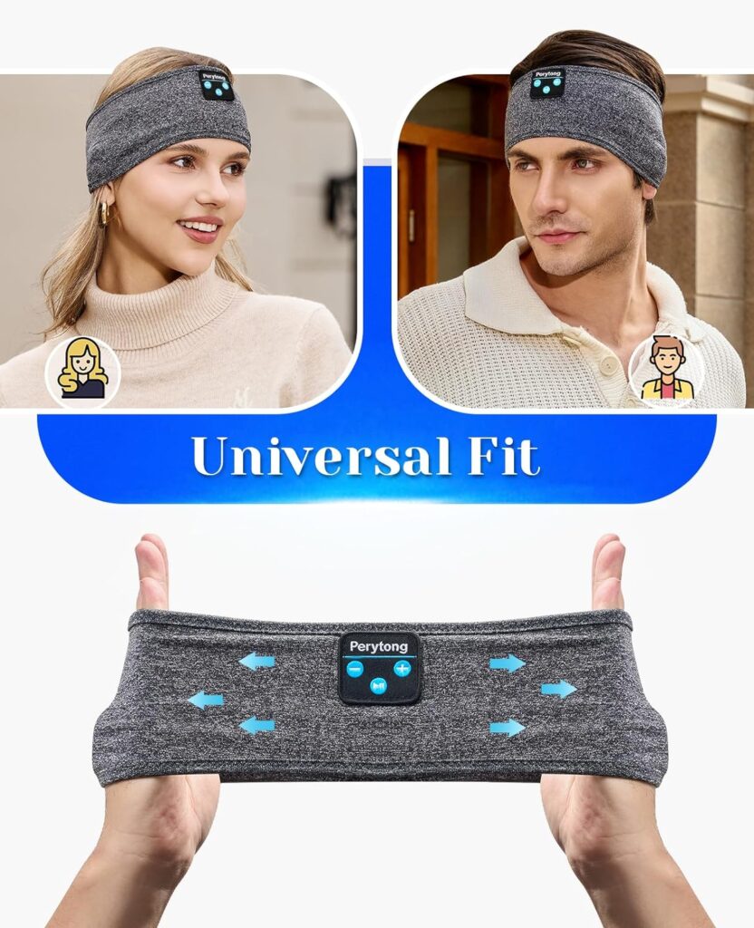 Sleeping Headphones Bluetooth Headband, Soft Sleep Headband Headphones Long Time Play Sleep Headphones Bluetooth with Built in Speakers Perfect for Sleep,Workout,Running,Yoga,Travel