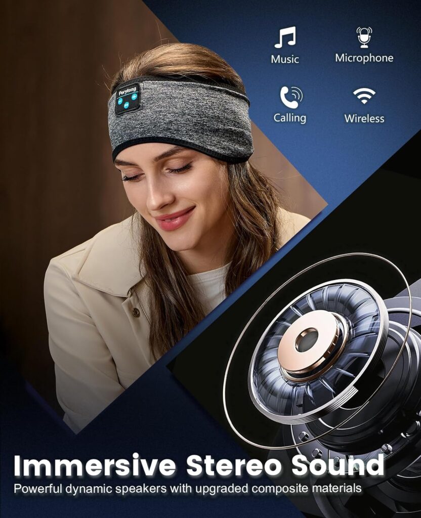 Sleeping Headphones, Bluetooth Sleep Headphones Headband Soft Comfortable Bluetooth Headband Sleep Earbuds Sports Headband Cool Tech Gadgets Sleeping Gifts Guide for Women Men