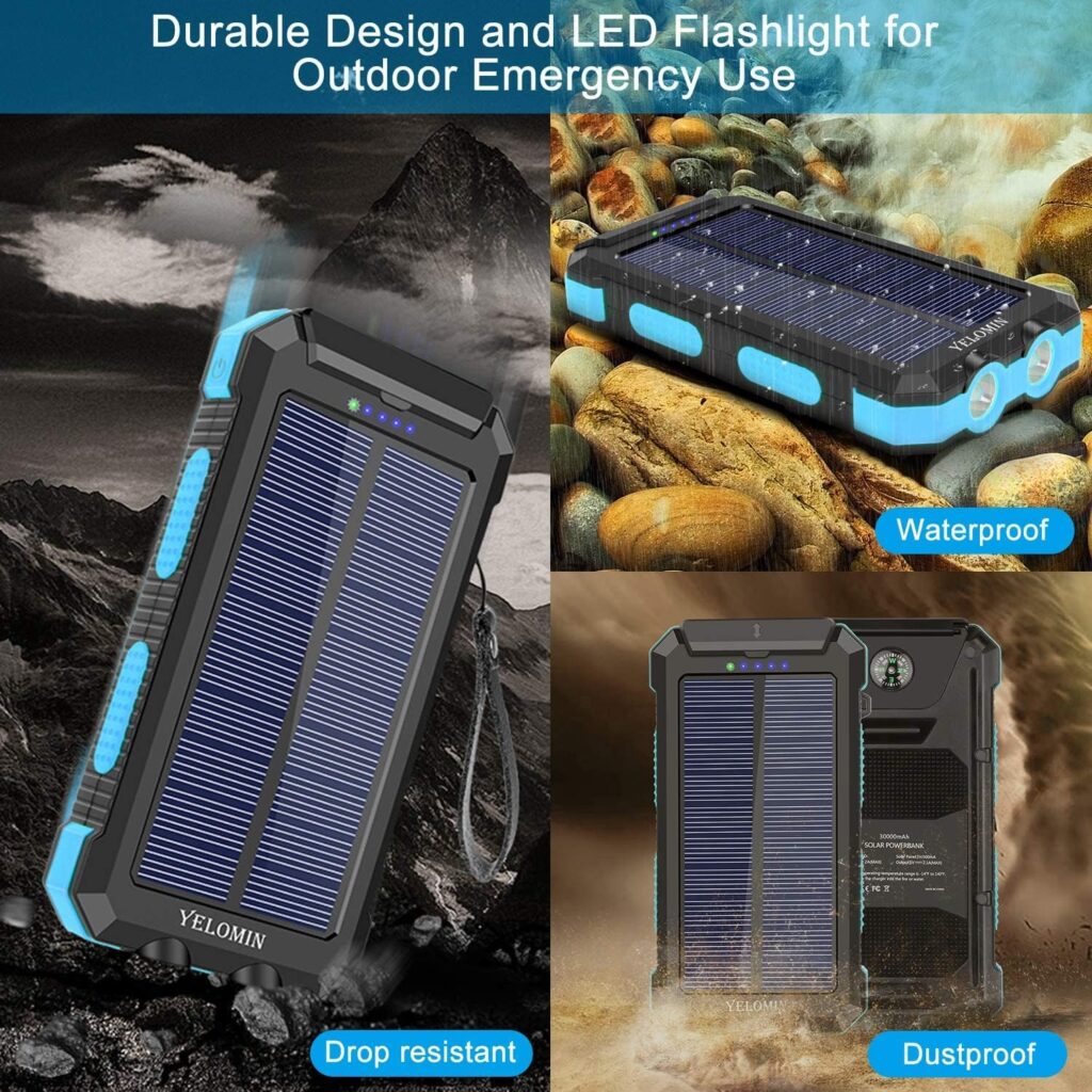 Solar Charger, 38800mAh Portable Solar Power Bank for All Cellphones, Waterproof Battery Pack, Outdoor External Backup Power Charger Dual USB 5V Outputs/LED Flashlights, Perfect for Camping Travel