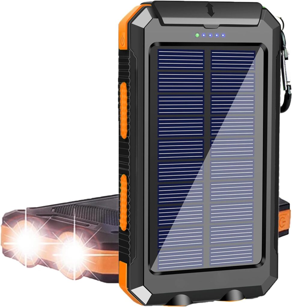Solar Charger, 38800mAh Portable Solar Power Bank for All Cellphones, Waterproof Battery Pack, Outdoor External Backup Power Charger Dual USB 5V Outputs/LED Flashlights, Perfect for Camping Travel