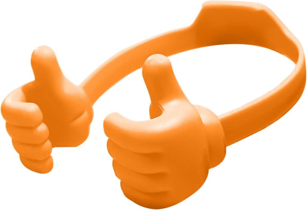 Stocking Stuffers for Teen Girls Women Cell Phone Stand Adjustable Thumbs Up Lazy Holder for Hand Desk Novelty Funny Ideas for Women Adults Men Her Wife Mom Teenage Kids Cool Gadgets (Orange)