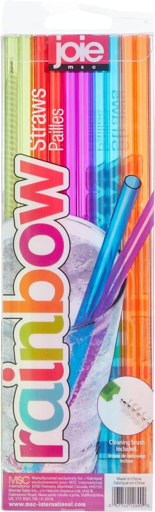 t12788 Reusable Plastic Straws with Cleaning Brush