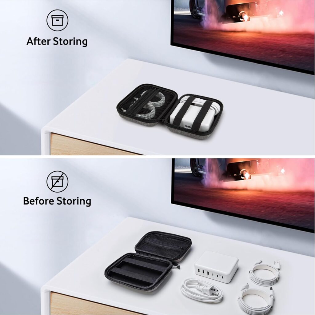 Travel Case for BREEKET for BOVICAS for KENUBI USB C Fast Charger Block, USB C Charging Station Storage Bag Pouch Travel Essentials Tech Gadgets Accessories Cable Organizer for Cord, Charger(Box Only)