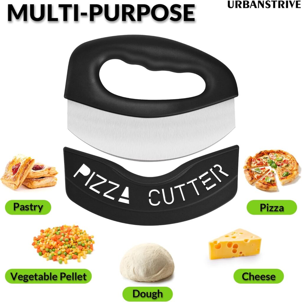 Urbanstrive Heavy Duty Stainless Steel Pizza Cutter with Cover, Super Sharp Blade Pizza Knife Pizza Cutter Rocker, Perfect Kitchen Gadgets for Pizza Cutting Home Essentials, Yellow