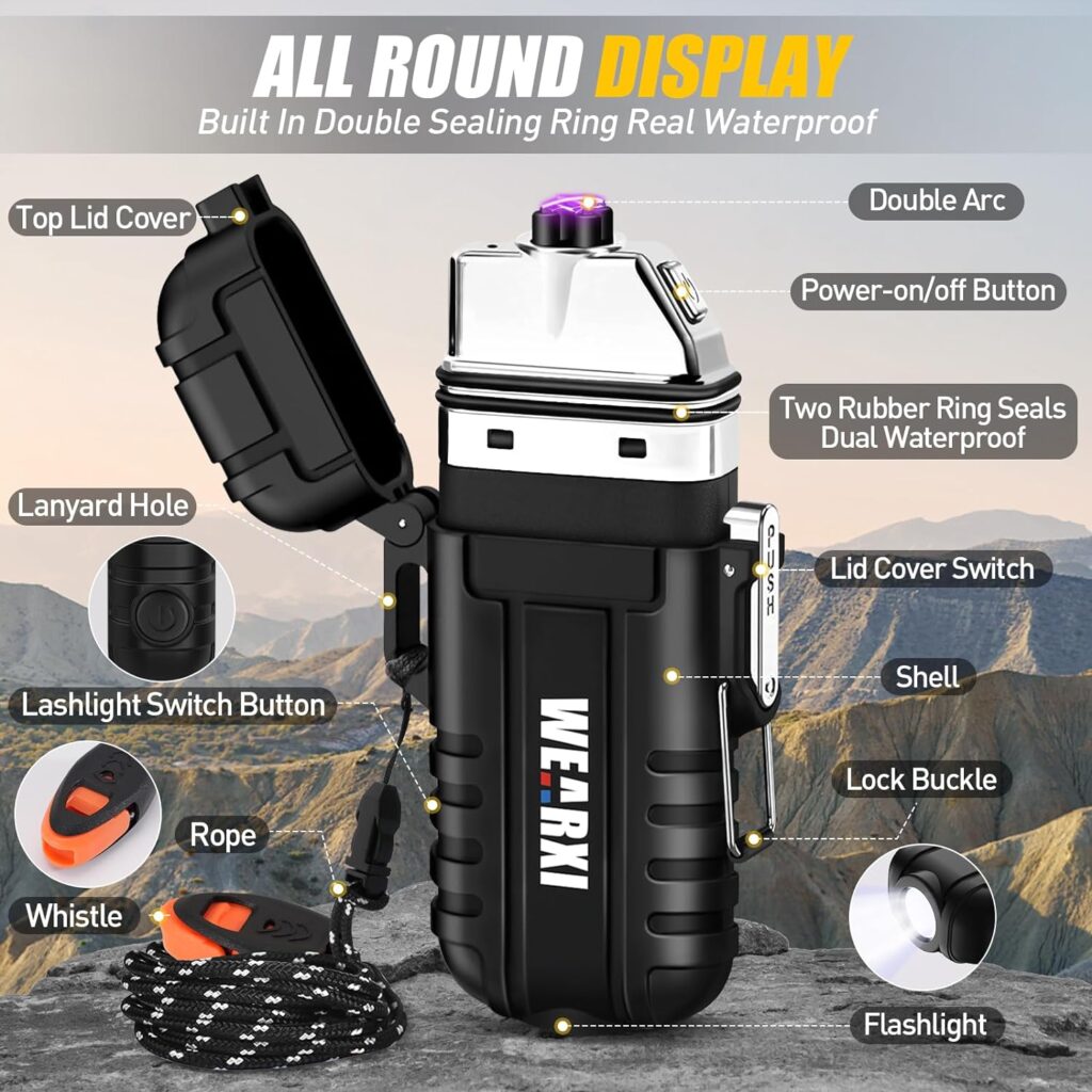 WEARXI Dad Gifts for Fathers Day Electric Lighters, Mens Gifts for Him/Dad, Birthday Gifts for Men Who Have Everything, Cool Gadgets for Men, Father Dad Gifts from Daughter, Camping Essentials