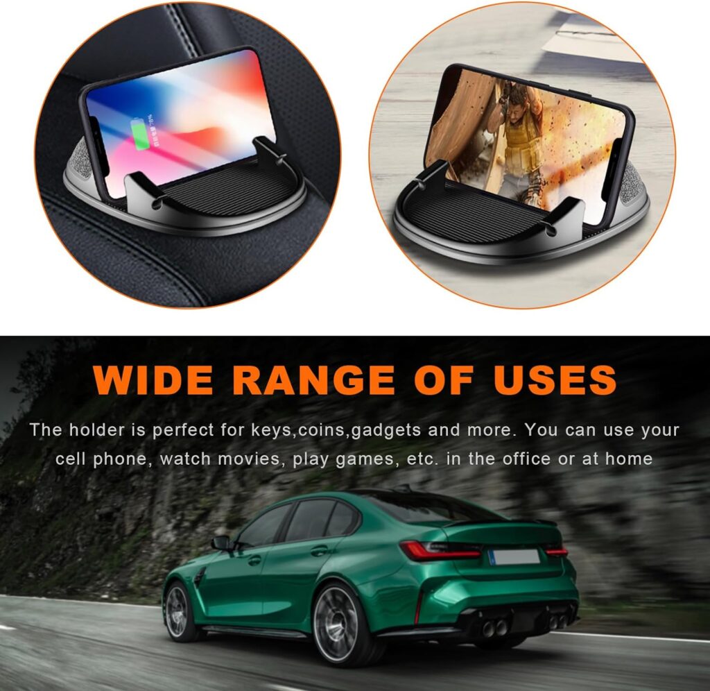 Car Phone Holder, Anti-Slip Silicone Dashboard Pad Phone Stand, Automotive Phone Holder Mount, Universal Vehicle Desk Phone Stand Compatible with Various Mobile Phones