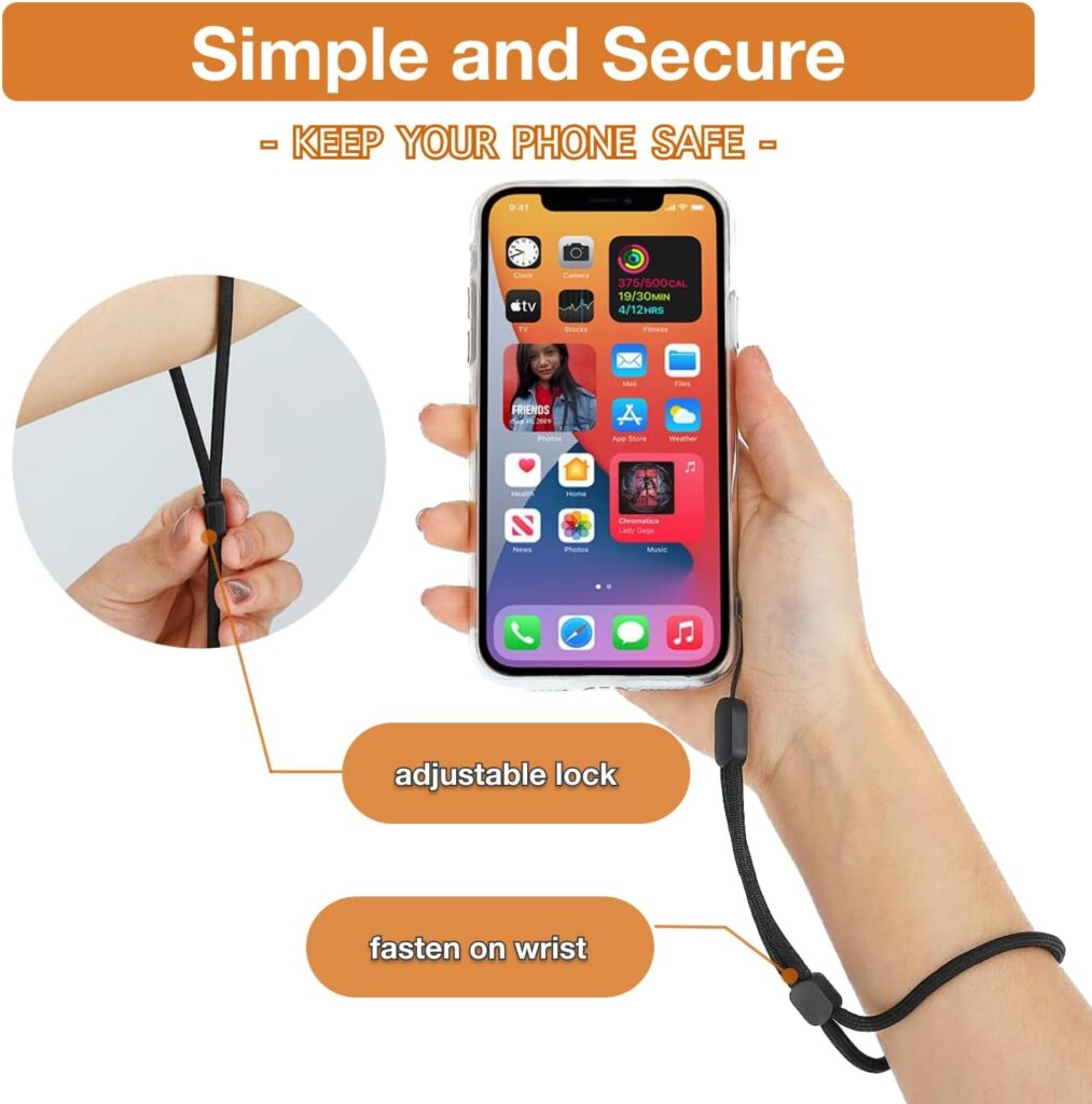 GADGET.COOL Cell Phone Charm Lanyard, 16-20cm Braided Fabric Wrist Strap String with Adjustable Lock Wristlet