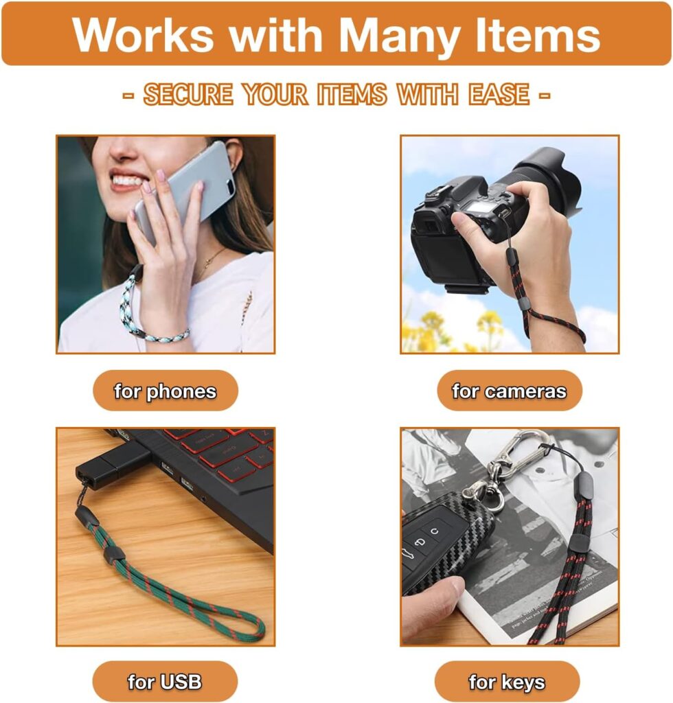 GADGET.COOL Cell Phone Charm Lanyard, 16-20cm Braided Fabric Wrist Strap String with Adjustable Lock Wristlet