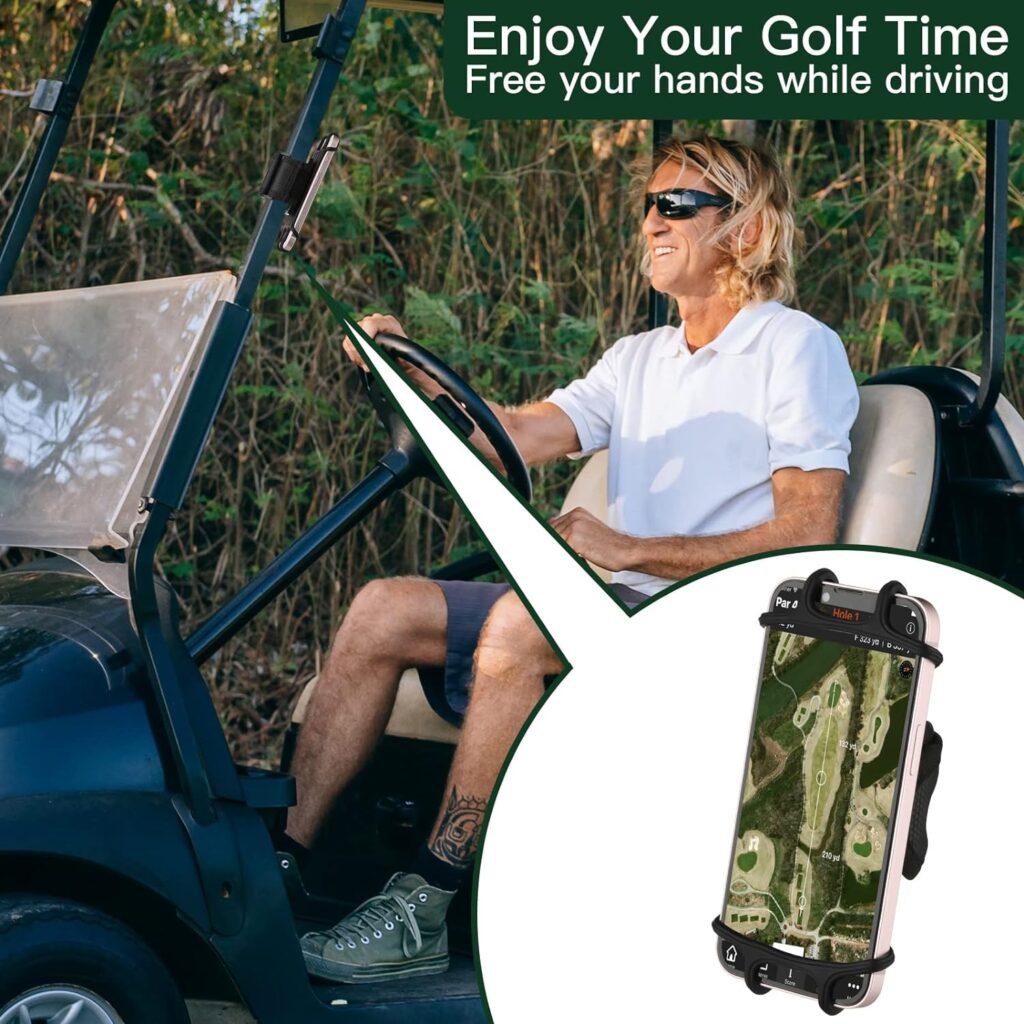 Xxerciz Golf Cart Phone Holder, Adjustable Bike Phone Mount Holder for Handlebars Compatible with iPhone, Galaxy, Google Pixel, Motorola, Fits 4.7 - 6.8 Phones