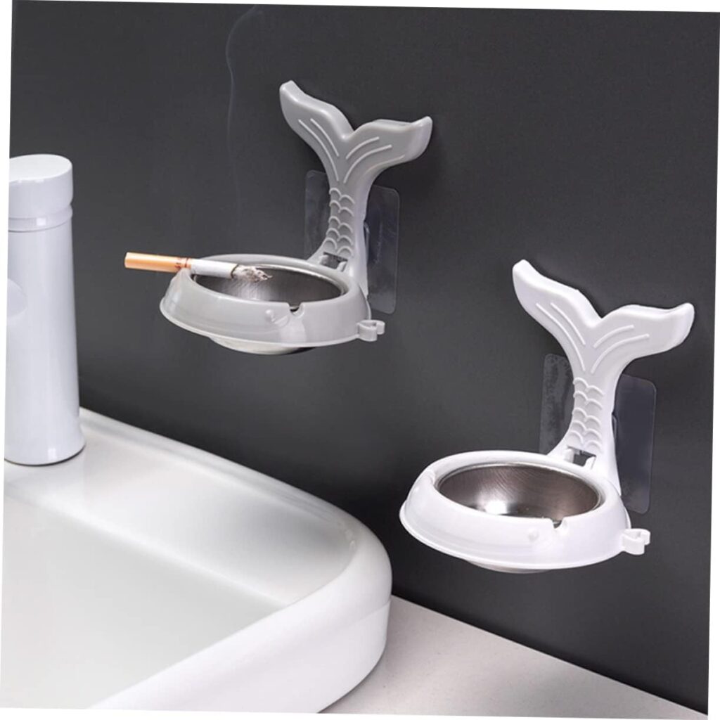 PRETYZOOM 4pcs Wall Mounted Ashtray Home Decoration Household Decor Large Capacity Ashtray House Gadgets Toilet Ashtray Metal Ashtray Household Items Abs Windproof Office Bracket