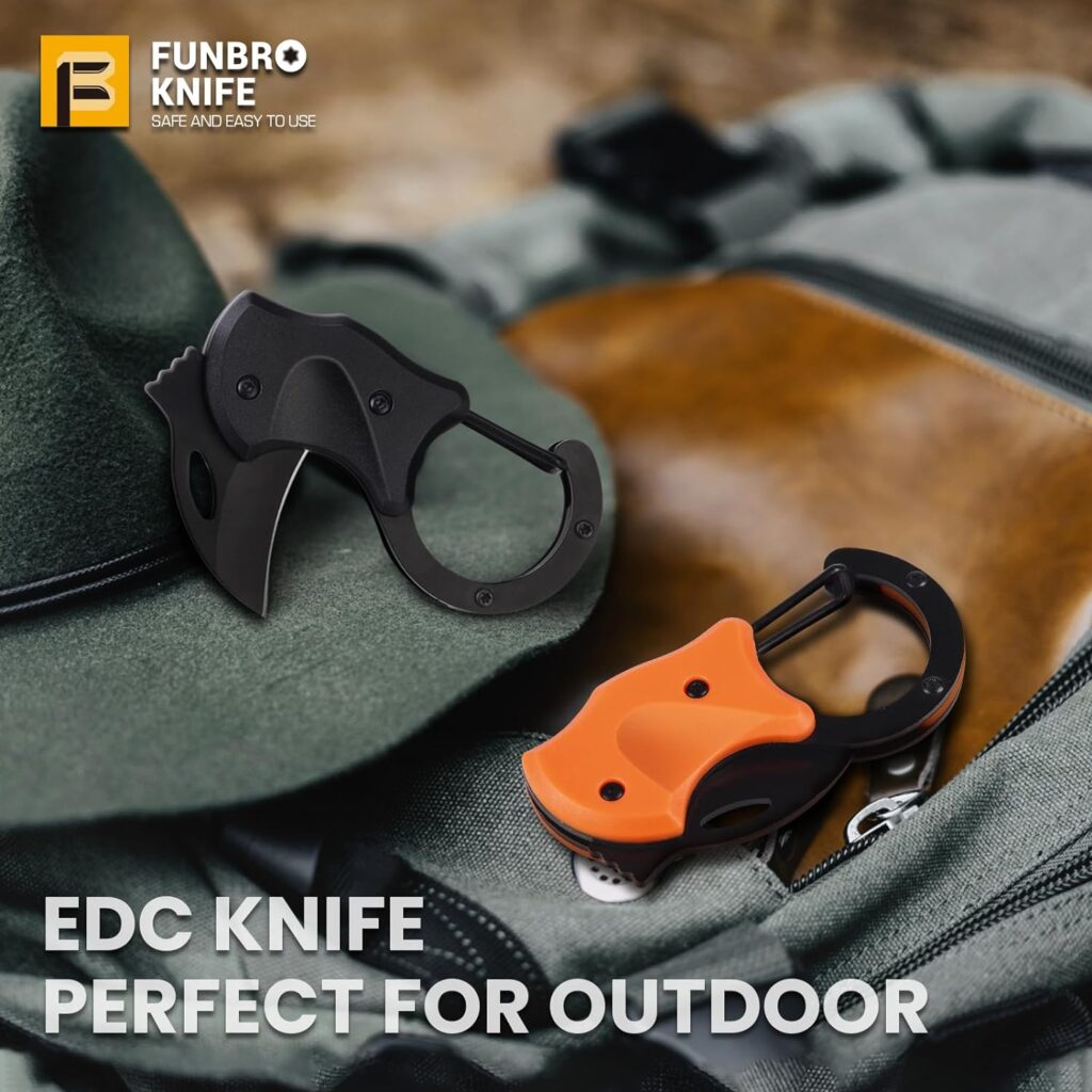 Small Pocket Knife for Men, Cool Carabiner Knife Box Cutter with 1.34inch Stainless Steel Blade, Mini Folding Knives EDC Gadgets for Everyday Carry, Great Gift for Men