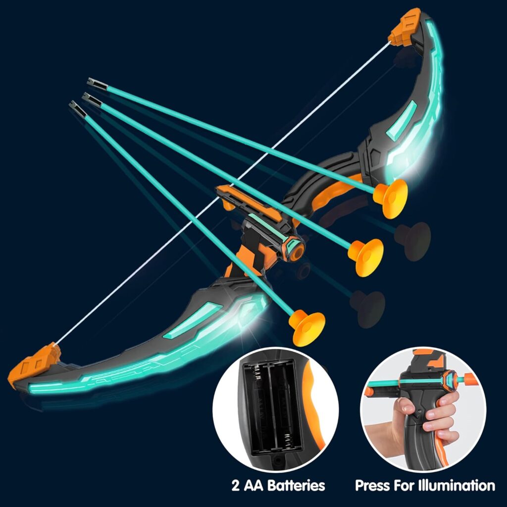 JOYIN Kids Bow and Arrow Set, LED Light Up Archery Toy Set with 9 Suction Cup Arrows, Target  Arrow Case, Indoor and Outdoor Hunting Play Gift Toys for Kids, Boys  Girls Ages 6-12