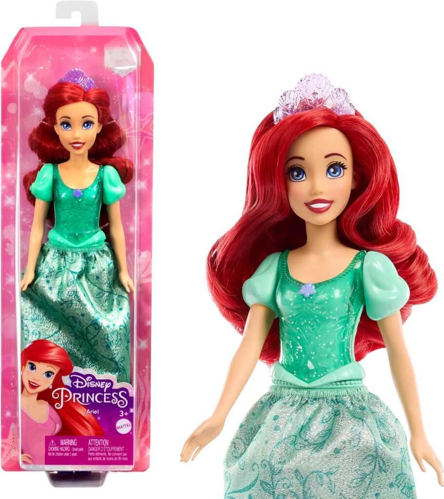 Mattel Disney Princess Toys, Ariel Fashion Doll, Sparkling Look with Red Hair, Blue Eyes  Tiara Accessory, Inspired by The Little Mermaid Movie