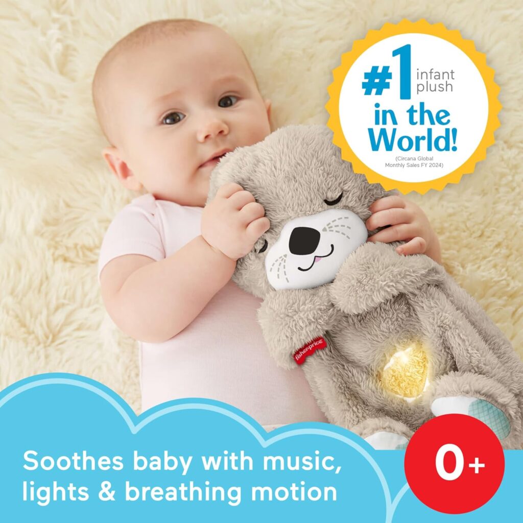 FISHER-PRICE BABY Toy Soothe n Snuggle Otter Portable Plush Sound Machine with Music Lights  Breathing Motion for Newborns 0+ Months