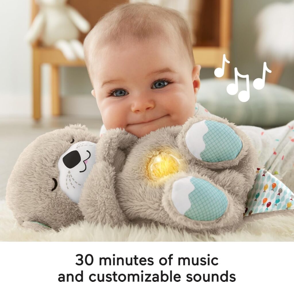 FISHER-PRICE BABY Toy Soothe n Snuggle Otter Portable Plush Sound Machine with Music Lights  Breathing Motion for Newborns 0+ Months