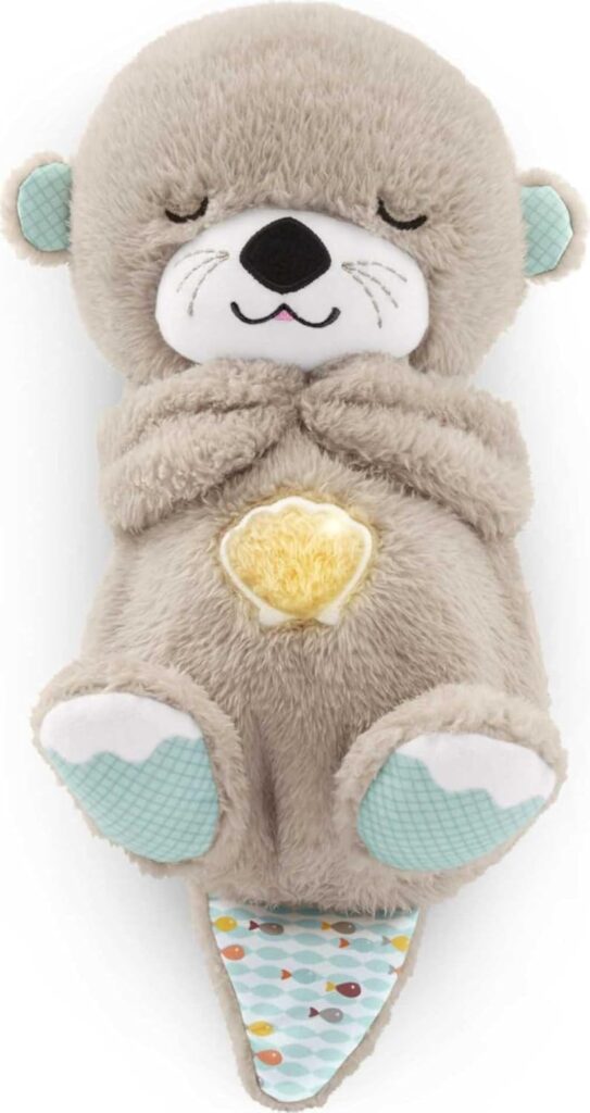 FISHER-PRICE BABY Toy Soothe n Snuggle Otter Portable Plush Sound Machine with Music Lights  Breathing Motion for Newborns 0+ Months