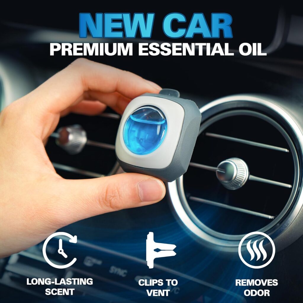 Air Jungles New Car Scent Car Air Freshener Vent Clip, 6 Count Long Lasting Up to 180 days, Natural Essential Oil Car Fragrance for Women and Men, Odor Eliminator - 4ml Each