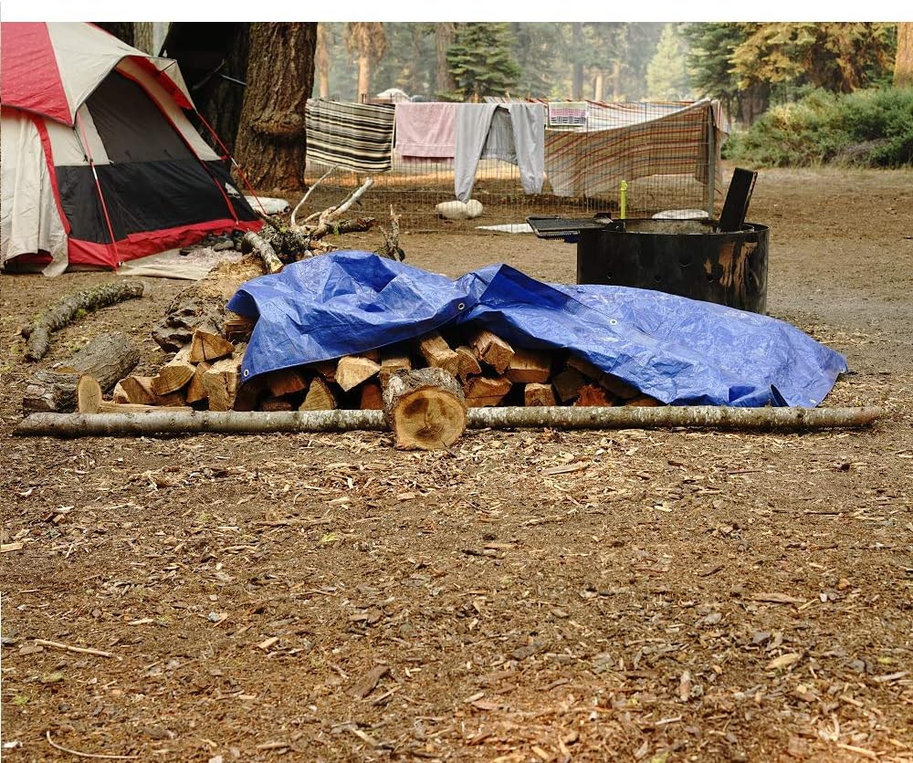 Grizzly Tarps by B-Air 6 x 8 Large Multi-Purpose Waterproof Heavy Duty Poly Tarp with Grommets Every 36, 8x8 Weave, 5 Mil Thick, For Home, Boats, Cars, Camping, Protective Cover, Blue