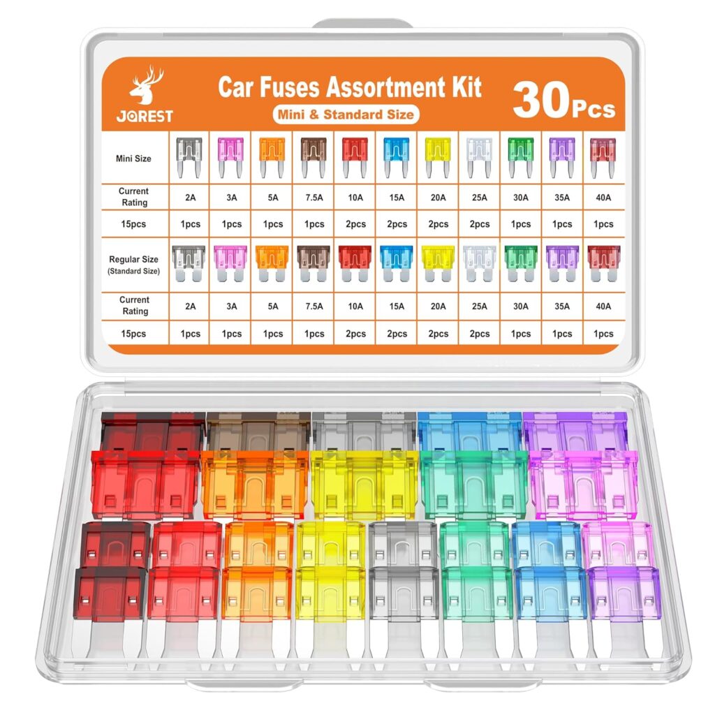 JOREST 300Pcs Car Fuse Assortment Kit, 160 Mini Blade Fuses Automotive + 90 Standard Auto Fuses + 50 Micro + Puller – Replacement for RV Camper Boat Truck (2Amp 3A 5A 7.5A 10A 15A 20A 25A 30A 35A 40A)