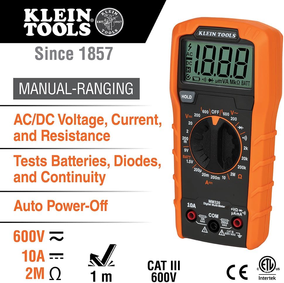Klein Tools 69149P Electrical Test Kit with Digital Multimeter, Non-Contact Voltage Tester and Electrical Outlet Tester, Leads and Batteries