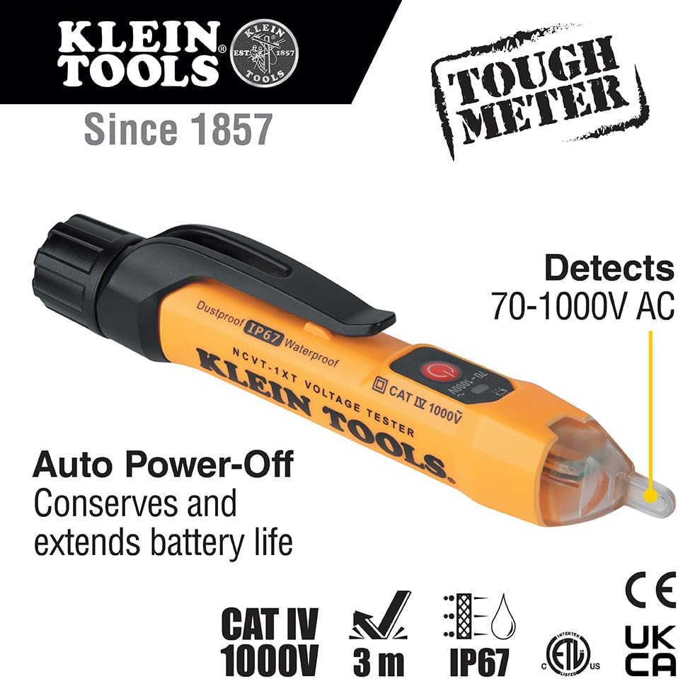 Klein Tools 69149P Electrical Test Kit with Digital Multimeter, Non-Contact Voltage Tester and Electrical Outlet Tester, Leads and Batteries