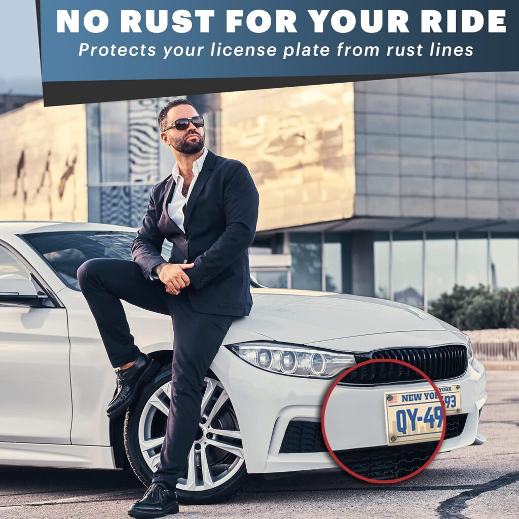 License Plate Screws with Rustproof Finish - License Plate Screw Kit for Front  Rear Plates - License Plate Bolts for Domestic Vehicles - Stainless Steel Screws for License Plates (4-Pack, Black)