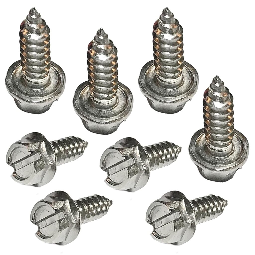 License Plate Screws with Rustproof Finish - License Plate Screw Kit for Front  Rear Plates - License Plate Bolts for Domestic Vehicles - Stainless Steel Screws for License Plates (4-Pack, Black)