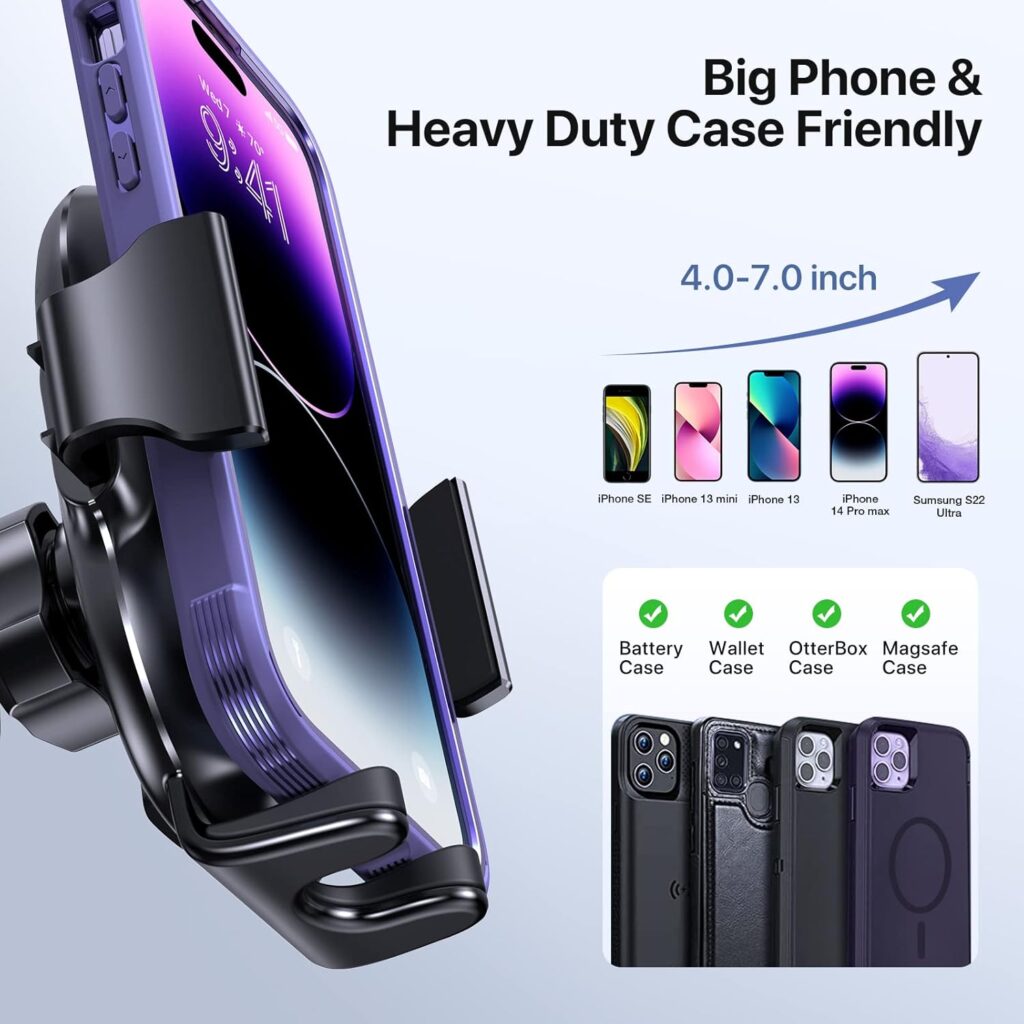 Miracase 3-in-1 Cell Phone Holders for Your Car, Universal Car Phone Holder Mount for Dashboard Air Vent Windshield Compatible with iPhone16 15 14 13 12 13 Pro Max Xs XR X, Galaxy Black