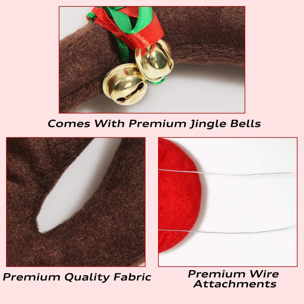 MOMONI Premium Reindeer Car Kit Antlers, Nose, Tail- Rudolph Set Reindeer Christmas Decoration Car Costume Auto Accessories