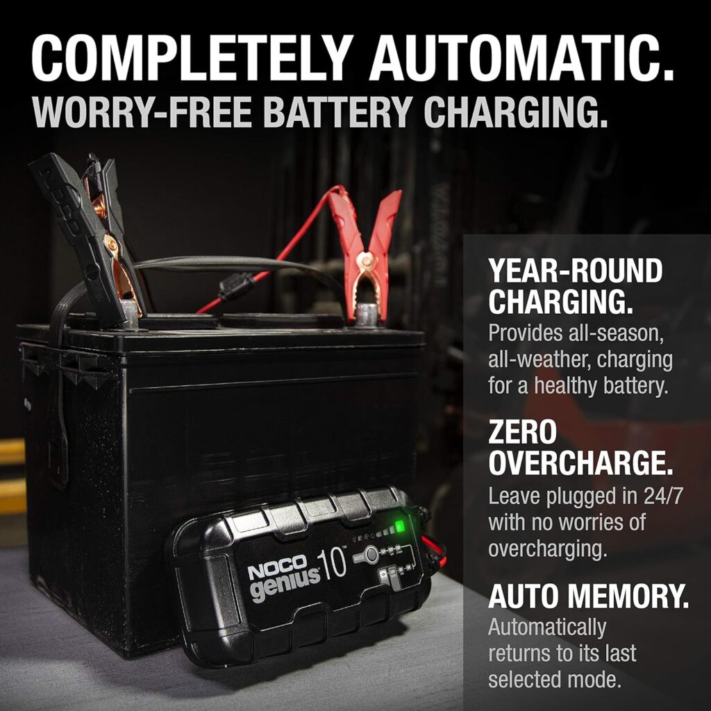 NOCO GENIUS10: 10A 6V/12V Smart Battery Charger – Automatic Maintainer, Trickle Charger  Desulfator with Overcharge Protection  Temperature Compensation – for Lead-Acid  Lithium Batteries