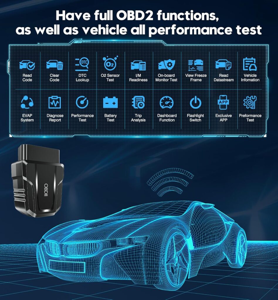 OBD2 Scanner Reader Bluetooth Wireless Auto Diagnostic Scan Tool for iOS  Android for Performance Test Bluetooth 5.4 Car Check Engine Car Code Reader, Clear Error Code Live Data Reset Exclusive APP
