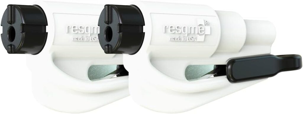Resqme Pack of 2, The Original Emergency Keychain Car Escape Tool, 2-in-1 Seatbelt Cutter and Window Breaker, Made in USA, Safety Yellow