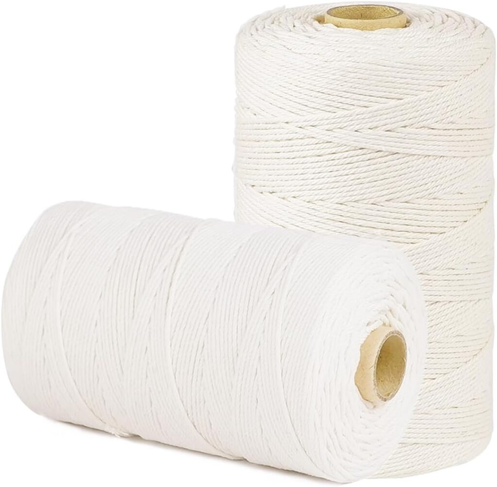 SMARTCASUAL 600 Feet 2mm Cotton Butcher Twine String Soft Food Safe for Cooking Craft Baker Kitchen Meat Turkey Sausage Roasting Gift Wrapping Gardening Crocheting Knitting