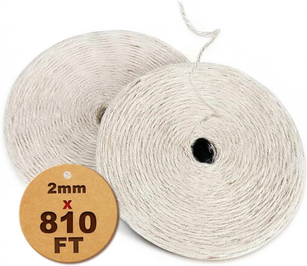 1000FT Natural Jute Twine String Bulk Hemp Rope Cord for Crafts Gardening Gift Wrapping Wedding Décor Packing Material Burlap Ribbon Christmas Knitting Macrame Decoration (Brown 2mm* 1000ft)