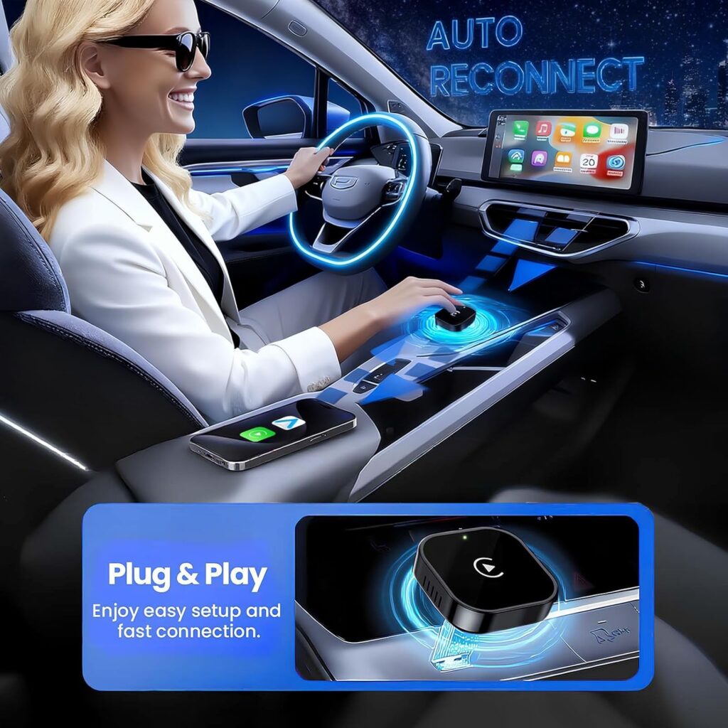 2026 Upgraded Wireless CarPlay Adapter - Fast Auto-Connect, Stable Connection, Mini Size Plug  Play Adapter for iPhone  Android Auto Compatible Cars