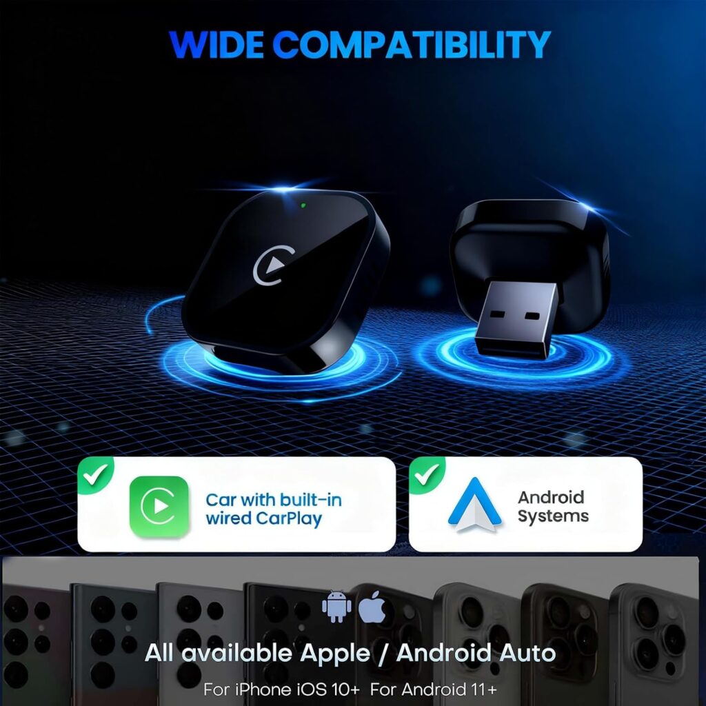 2026 Upgraded Wireless CarPlay Adapter - Fast Auto-Connect, Stable Connection, Mini Size Plug  Play Adapter for iPhone  Android Auto Compatible Cars