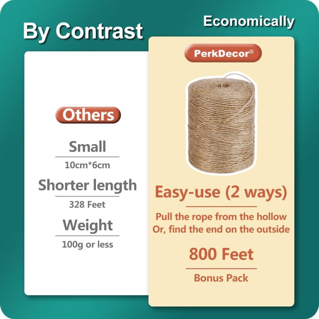 2Pack 2mm Natural Jute Twine String Feet Long Twine String for Crafting Gardening Gift Wrapping Macrame DIY Home Decor (Brown-800Feet/Roll) 2Pack 2mm Natural Jute Twine String Feet Long Twine String for Crafting Gardening Gift Wrapping Macrame DIY Home Decor (Brown-800Feet/Roll)