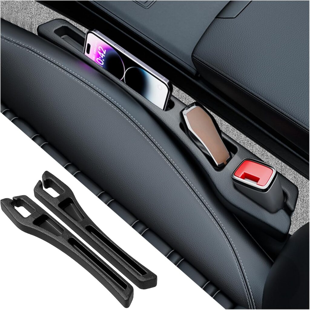2PCS Car Seat Gap Filler Organizer,2 in Car Gap Filler with Fill and Storage Function for Storing Phones Keys Cards,Universal Multifunctional No Drop Seat Guard for Cars