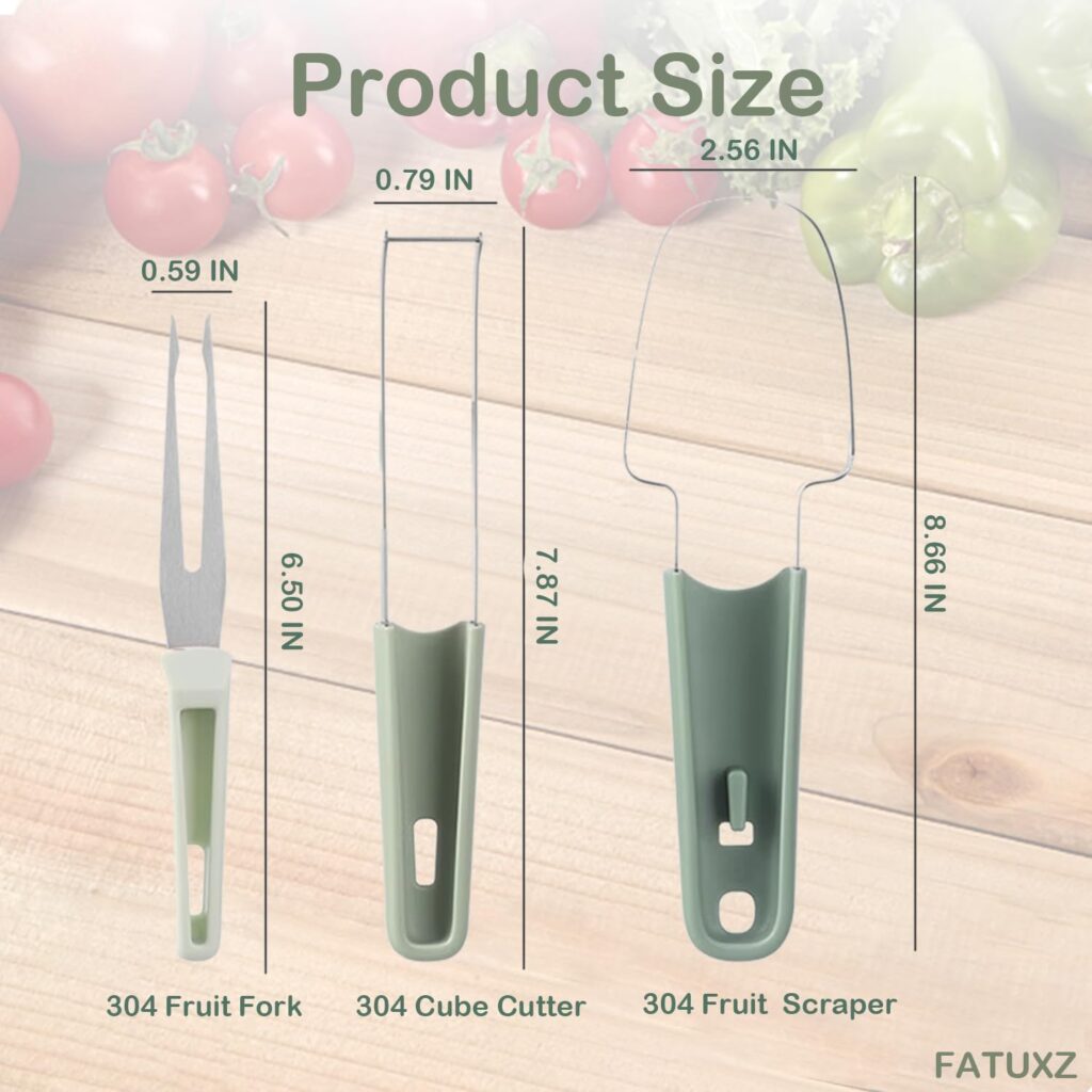 3-in-1 Watermelon Cutter Slicer Fork, Portable Fruit Slicer Cutter Knife and Watermelon Cube Stainless Steel Popsicle Melon Cutter for Kitchen Gadgets