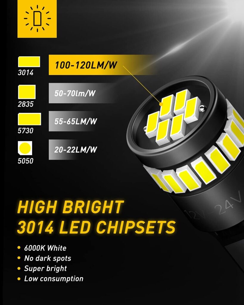 AUXITO LED Bulbs for License Plate Light W5W T10 24-SMD Chipsets 6000K White for Car Dome Door Map Dash Courtesy Cargo License Plate Lights, Pack of 2