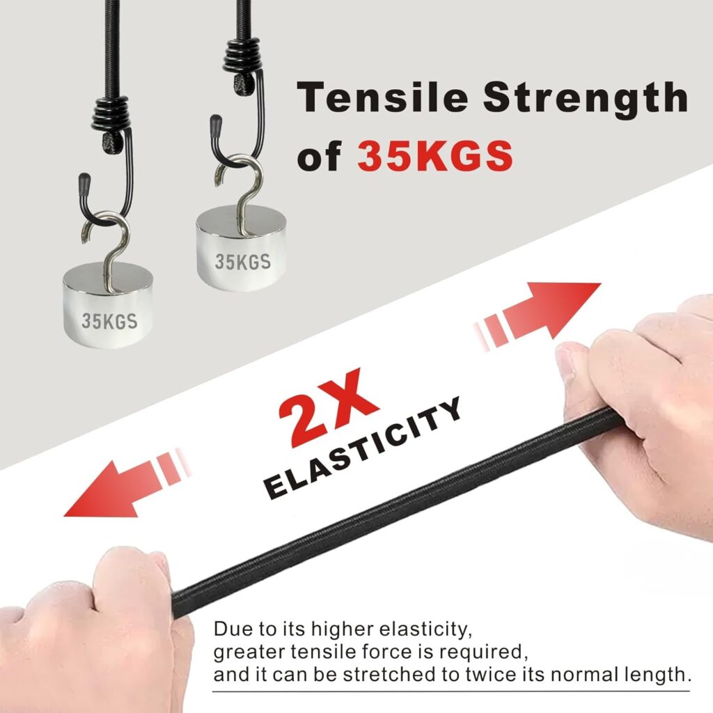 BEXSLE Bungee Cords with Hooks, Heavy Duty Outdoor Elastic Bungee Straps,No Odour Industrial Grade Bungee Rope for Securing Tarps, Luggage, Tents, Bikes or Garden Tidying 24inch 4Pcs (Black) BEXSLE Bungee Cords with Hooks, Heavy Duty Outdoor Elastic Bungee Straps,No Odour Industrial Grade Bungee Rope for Securing Tarps, Luggage, Tents, Bikes or Garden Tidying 24inch 4Pcs (Black)