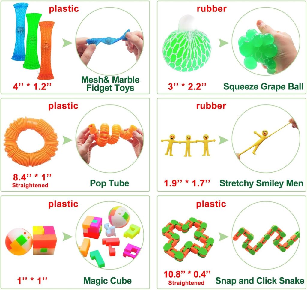 Fidget Toy Set, Pcs Sensory Toy for ADD, OCD, Autistic Children, Adults, Anxiety Autism to Stress Relief and Anti Anxiety with Motion Timer, Perfect for Classroom Reward with Gift Box